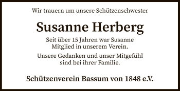 Traueranzeige von Susanne Herberg von SYK