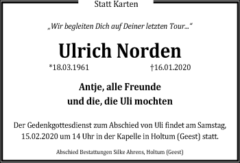 Traueranzeige von Ulrich Norden von SYK