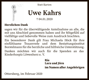 Traueranzeige von Uwe Kahrs von SYK