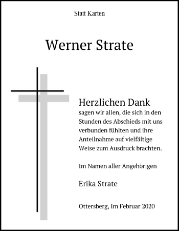 Traueranzeige von Werner Strate von SYK