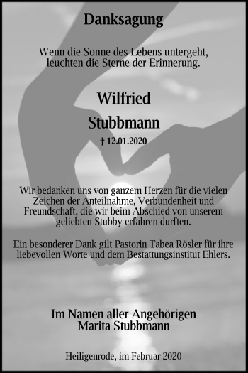 Traueranzeige von Wilfried Stubbmann von SYK