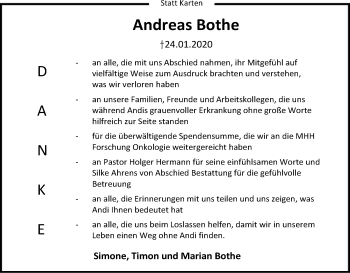 Traueranzeige von Andreas Bothe von SYK