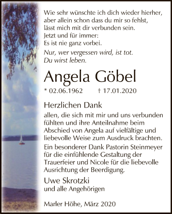 Traueranzeige von Angela Göbel von SYK