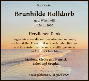 Traueranzeige von Brunhilde Holldorb von SYK