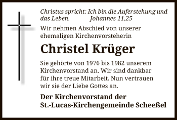 Traueranzeige von Christel Krüger von SYK