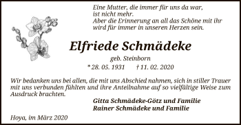 Traueranzeige von Elfriede Schmädeke von SYK