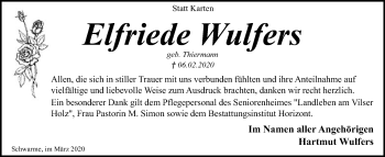 Traueranzeige von Elfriede Wulfers von SYK