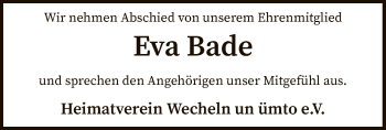 Traueranzeige von Eva Bade von SYK