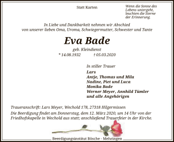 Traueranzeige von Eva Bade von SYK