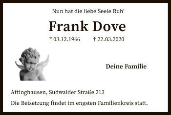 Traueranzeige von Frank Dove von SYK