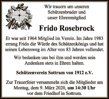 Traueranzeige von Frido Rosebrock von SYK