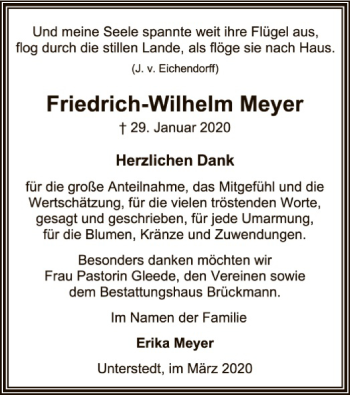 Traueranzeige von Friedrich-Wilhelm Meyer von SYK