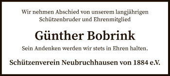 Traueranzeige von Günther Bobrink von SYK