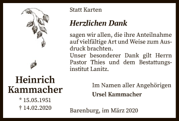 Traueranzeige von Heinrich Kammacher von SYK