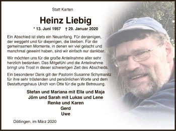 Traueranzeige von Heinz Liebig von SYK