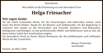 Traueranzeige von Helga Friesacher von SYK