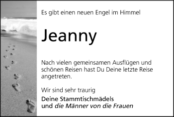 Traueranzeige von Jeanny  von SYK