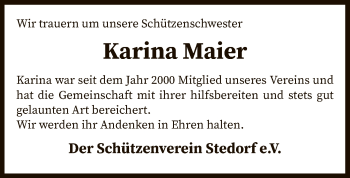 Traueranzeige von Karina Maier von SYK