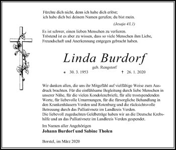 Traueranzeige von Linda Burdorf von SYK