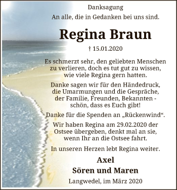 Traueranzeige von Regina Braun von SYK