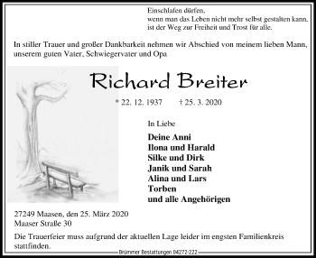 Traueranzeige von Richard Breiter von SYK