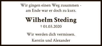 Traueranzeige von Wilhelm Steding von SYK