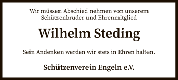 Traueranzeige von Wilhelm Steding von SYK