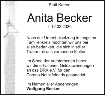 Traueranzeige von Anita Becker von SYK