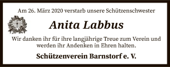 Traueranzeige von Anita Labbus von SYK