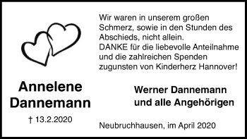 Traueranzeige von Annelene Dannemann von SYK