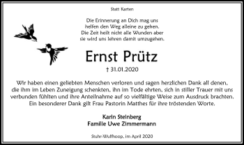 Traueranzeige von Ernst Prütz von SYK