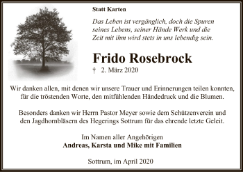 Traueranzeige von Frido Rosebrock von SYK