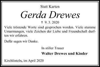 Traueranzeige von Gerda Drewes von SYK