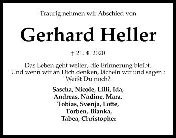 Traueranzeige von Gerhard Heller von SYK