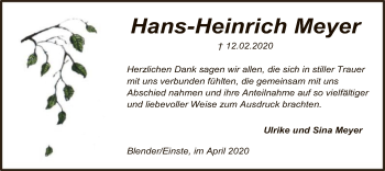 Traueranzeige von Hans-Heinrich Meyer von SYK