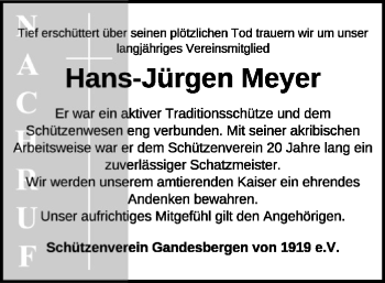 Traueranzeige von Hans-Jürgen Meyer von SYK