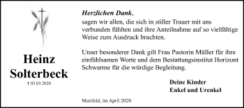 Traueranzeige von Heinz Solterbeck von SYK