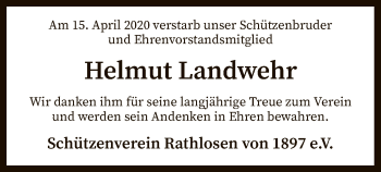 Traueranzeige von Helmut Landwehr von SYK