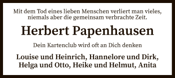 Traueranzeige von Herbert Papenhausen von SYK