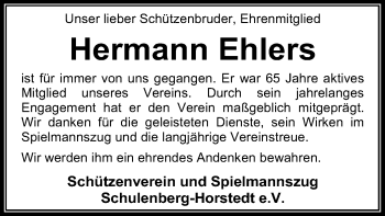 Traueranzeige von Hermann Ehlers von SYK