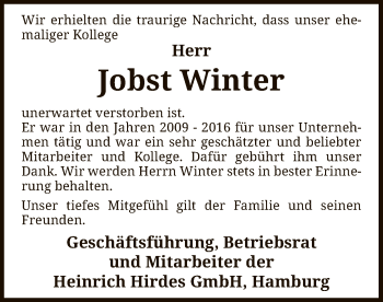 Traueranzeige von Jobst Winter von SYK