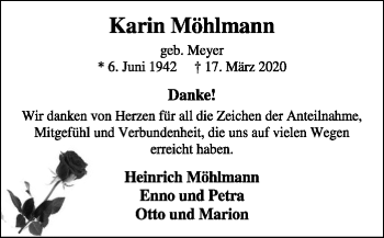 Traueranzeige von Karin Möhlmann von SYK