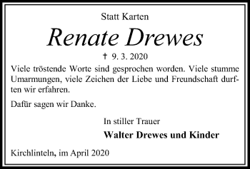 Traueranzeige von Renate Drewes von SYK