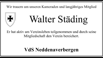 Traueranzeige von Walter Städing von SYK