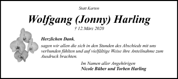 Traueranzeige von Wolfgang Harling von SYK