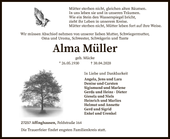 Traueranzeige von Alma Müller von SYK