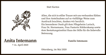 Traueranzeige von Anita Intemann von SYK