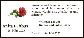 Traueranzeige von Anita Labbus von SYK