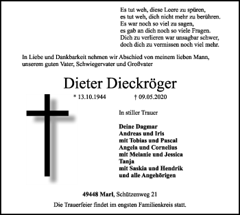 Traueranzeige von Dieter Dieckröger von SYK