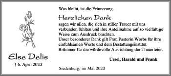 Traueranzeige von Else Delis von SYK